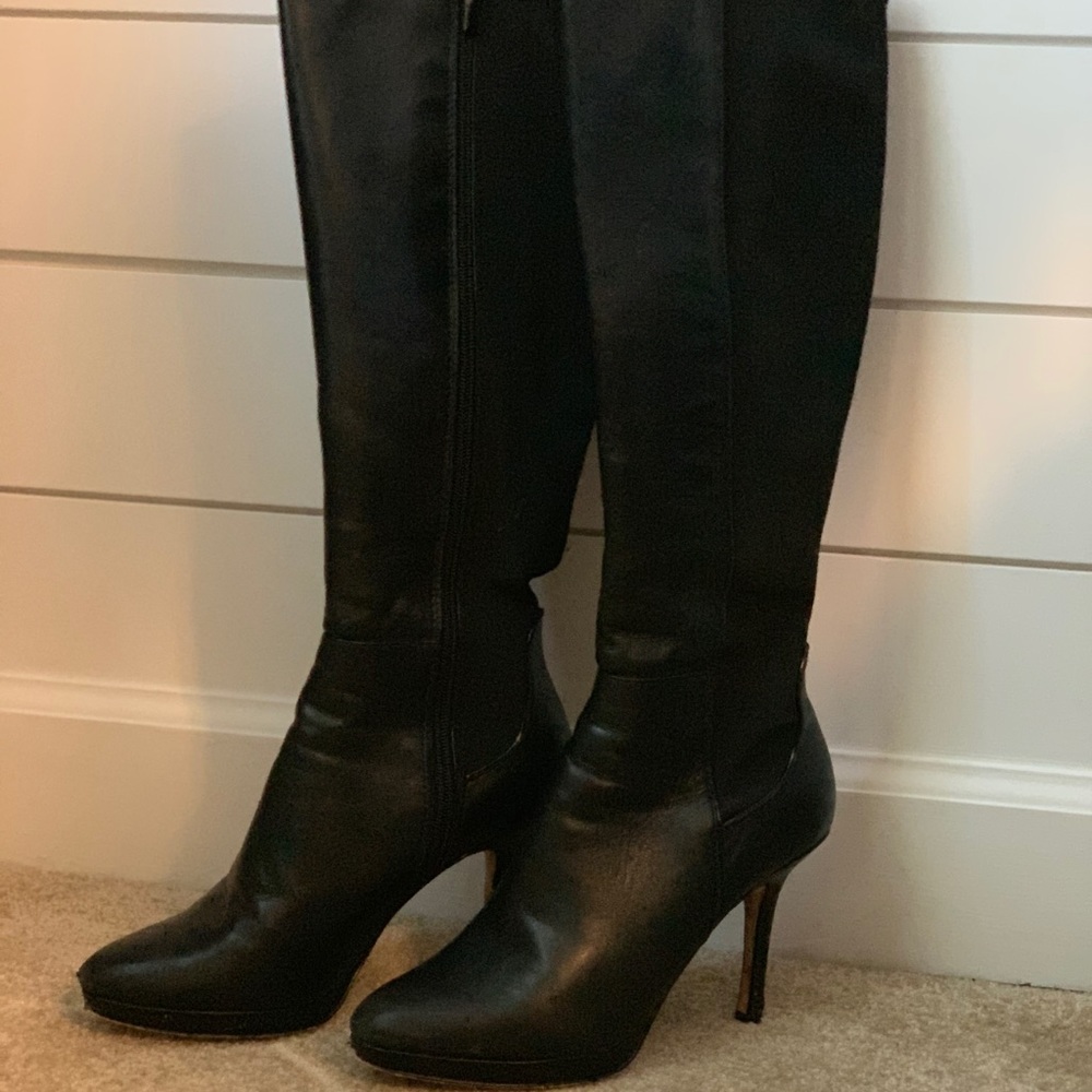 Black platform heeled boots